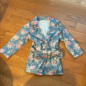 Floral Blue Pea Coat for Kids